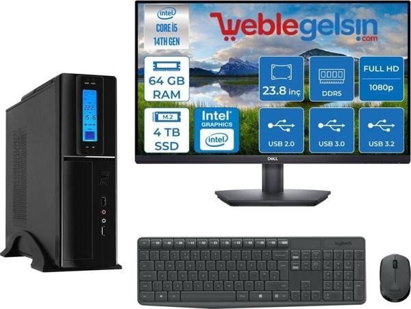 Zetta Flex Pro 450X Intel Core I5 14400 64GB Ddr5 4tb SSD Freedos Sff Slim 23.8 Fhd Monitör Masaüstü Bilgisayar ZET450X9563025 - Image 1