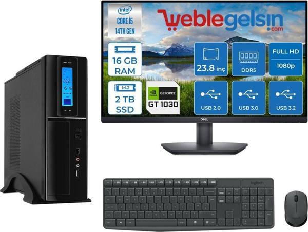 Zetta Flex Pro 450X Intel Core I5 14400 16GB Ddr5 2tb SSD GT1030 Freedos Sff Slim 23.8 Fhd Monitör Masaüstü Bilgisayar ZET450X9565009 - Image 1
