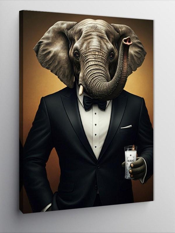 Kanvas Tablo Şık Takımlı Fil Ve Rakı - Image 1