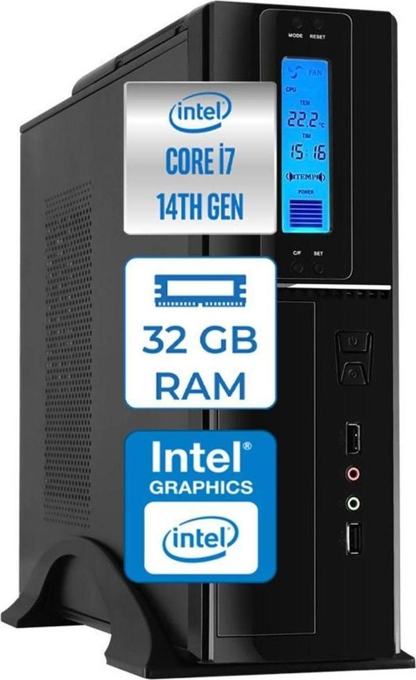 Zetta Flex Pro 470X Intel Core I7 14700 32GB Ddr5 1tb SSD Freedos Sff Slim Masaüstü Bilgisayar ZET470X9562013 - Image 1