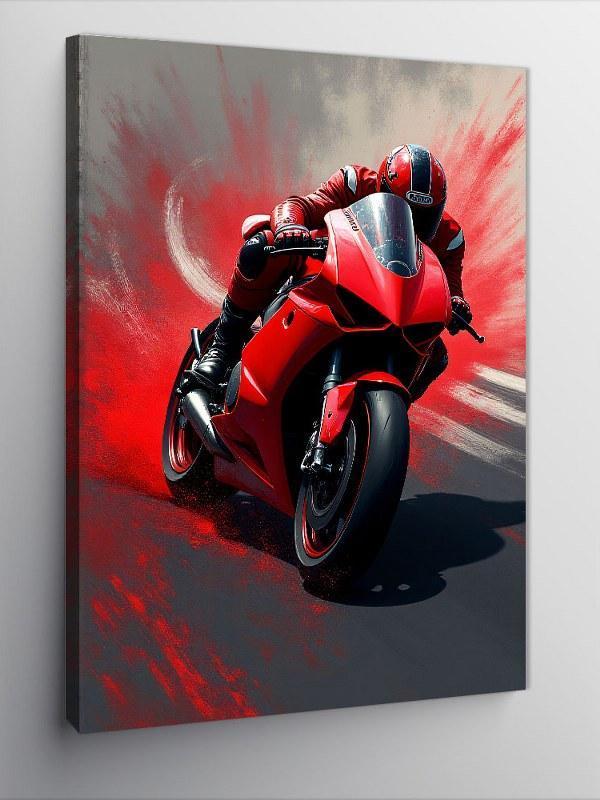 Kanvas Tablo Kırmızı Motosiklet Hızı - Image 1