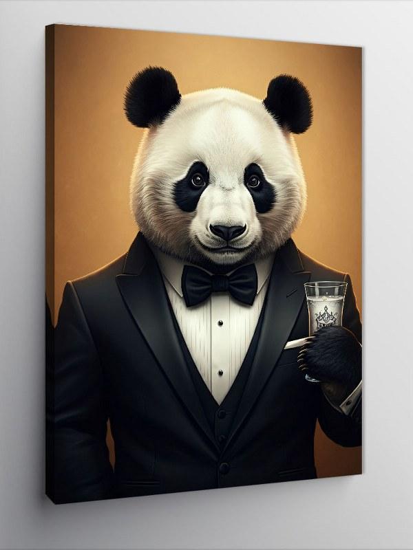 Kanvas Tablo Şık Panda Ve Rakı Kadehi - Image 1