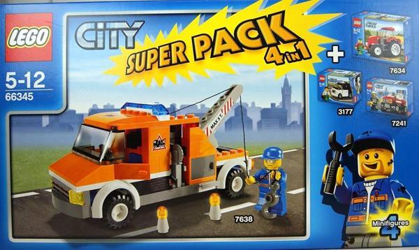 Lego 66345 City Super Pack 4 in 1 Araçlar Seti 7638 7634 7241 3177 Setlerini İçerir - Image 1