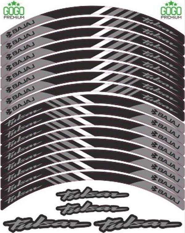 BAJAJ Bajaj Reflektör Gri Baskı Pulsar Uyumlu 1 Set Jant Şeridi - Image 1