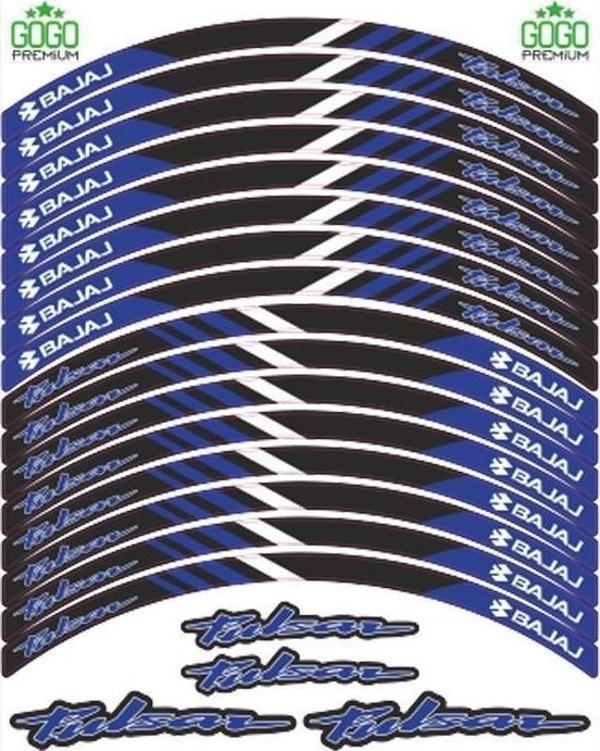 BAJAJ Bajaj Reflektör Mavi Baskı Pulsar Uyumlu 1 Set Jant Şeridi - Image 1