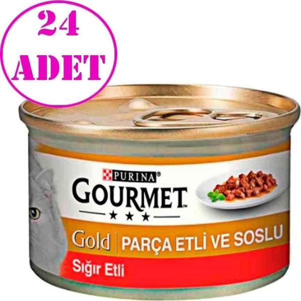 GourmetGold Parça Sığır Etli Kedi Konservesi 85 gr 24 AD - Image 1