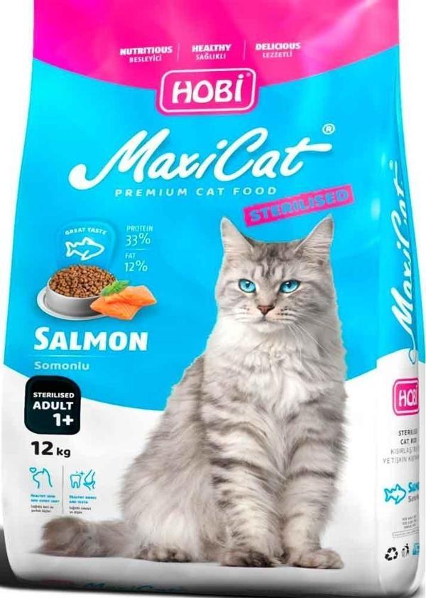 Hobi Maxicat Kısırlaştırılmış Kedi Maması Somon Balıklı 12 Kg - Image 1