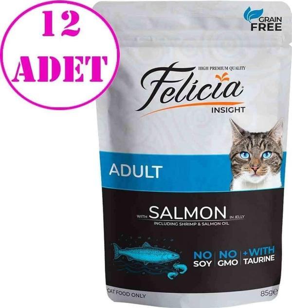 Felicia Yaş Kedi Maması Tahılsız Somonlu 85 gr 12 AD - Image 1