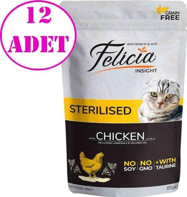 Felicia Yaş Kedi Maması Tahılsız Sterilised Tavuklu 85 gr 12 AD - Image 1
