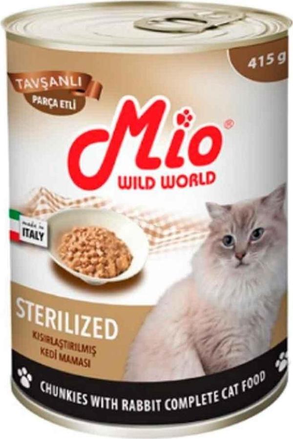 Mio Kısırlaştırılmış Kedi Konservesi Tavşanlı Parça Etli 415 Gr - Image 1