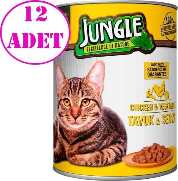 Jungle Kedi Konservesi Tavuklu Sebzeli 415 GR 12 AD - Image 1