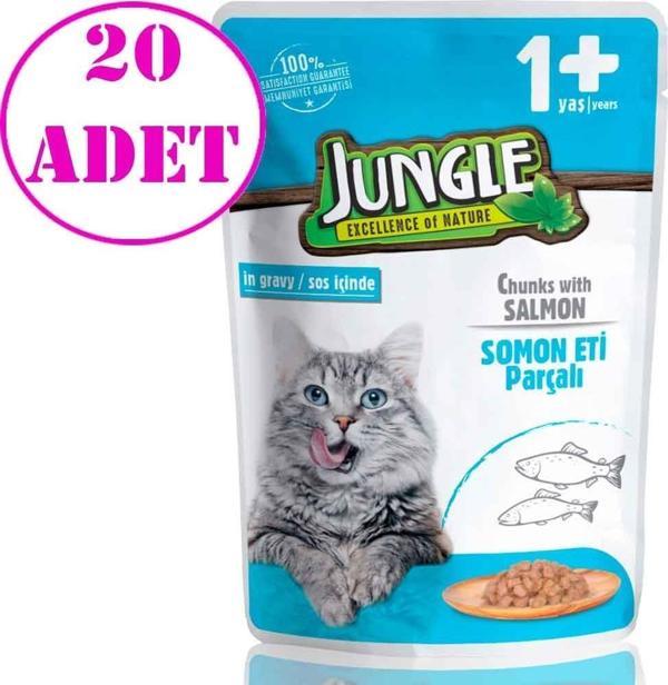 Jungle Kedi Yaş Mama Somonlu Jelli 100 Gr 20 AD - Image 1