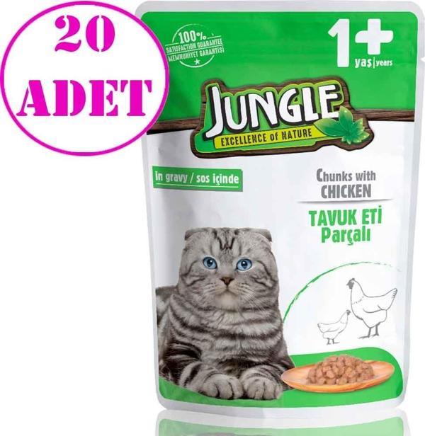 Jungle Kedi Yaş Mama Tavuklu Jelli 100 Gr 20 AD - Image 1