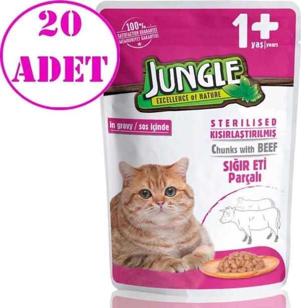 Jungle Kısır Kedi Konservesi Biftekli Jelli 100 Gr 20 AD - Image 1