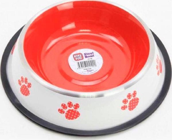 Playfull Renkli Pati Desenli Çelik Mama ve Su Kabı 64 Oz PFMK-4100 - Image 1