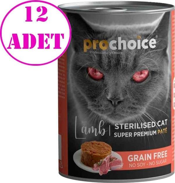 Pro Choice Kuzu Etli Tahılsız Pate Kısır Kedi Konservesi 400 Gr 12 AD - Image 1