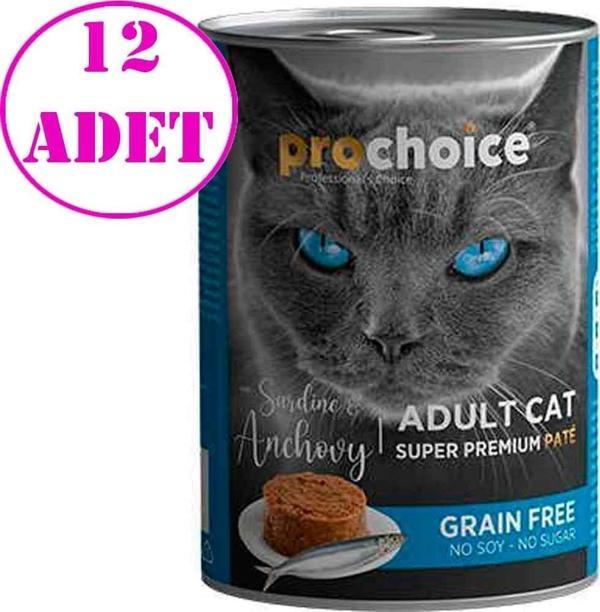 Pro Choice Sardalya ve Hamsili Tahılsız Pate Yetişkin Kedi Konservesi 400 Gr 12 AD - Image 1