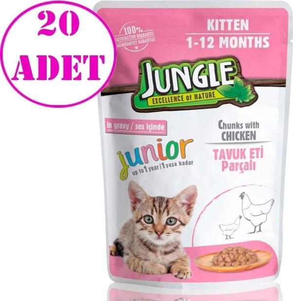 Jungle Yavru Kedi Konservesi Tavuklu Jelli 100 Gr 20 AD - Image 1