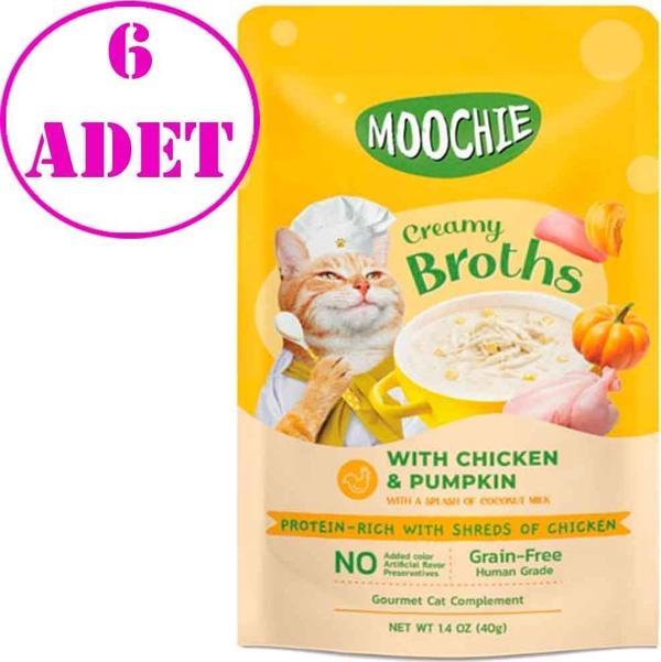 Moochie Kedi Çorbası Parça Tavuklu Balkabaklı Tahılsız 40 Gr 6 AD - Image 1