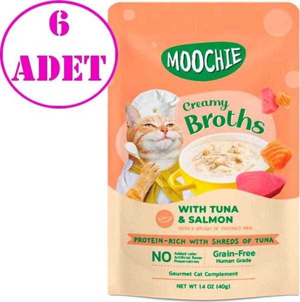 Moochie Kedi Çorbası Parça Ton Balığı Somon Tahılsız 40 Gr 6 AD - Image 1