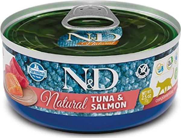 N&D Natural Tuna Ve Somon Balıklı Yetişkin Kedi Konservesi 70 Gr - Image 1