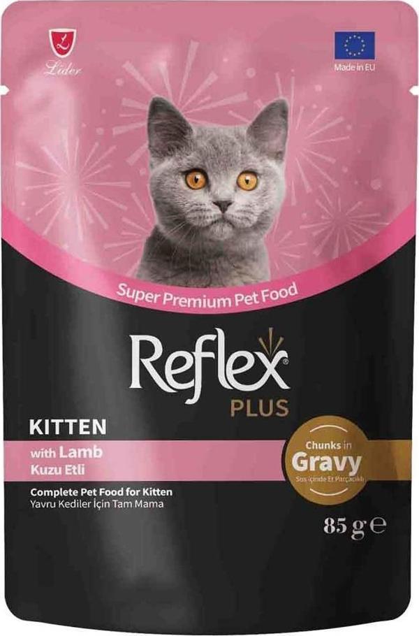 Reflex Plus Sos İçinde Et Parçacıklı Kuzu Etli Yavru Kedi Konservesi 85 Gr - Image 1