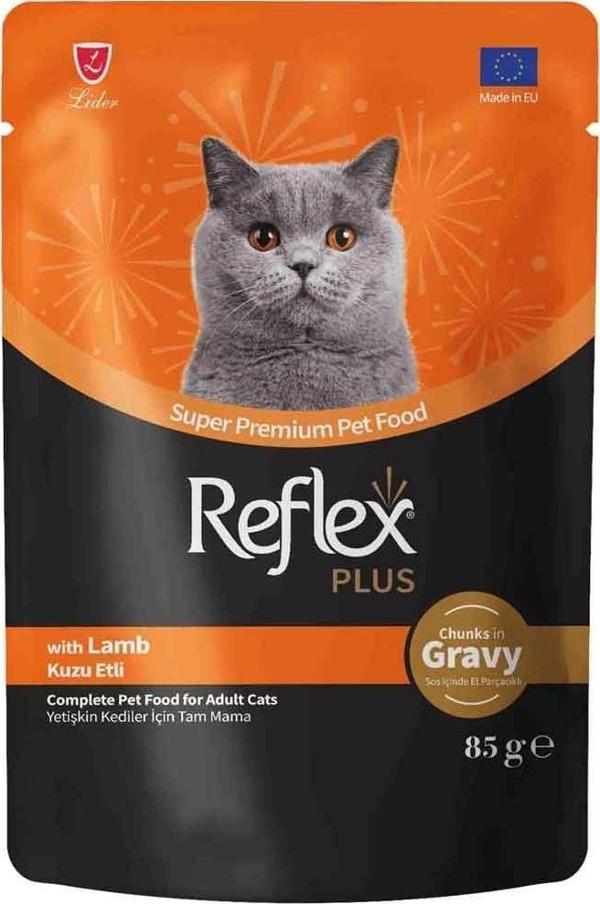 Reflex Plus Sos İçinde Et Parçacıklı Kuzu Etli Yetişkin Kedi Konservesi 85 Gr - Image 1