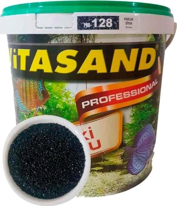 Vitasand Parlak Siyah Akvaryum Kumu Pro-128 8.5 Kg Kova - Image 1