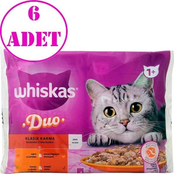 Whiskas Duo Klasik Karma Lezzetler Kedi Yaş Maması 4'lü 6 AD - Image 1
