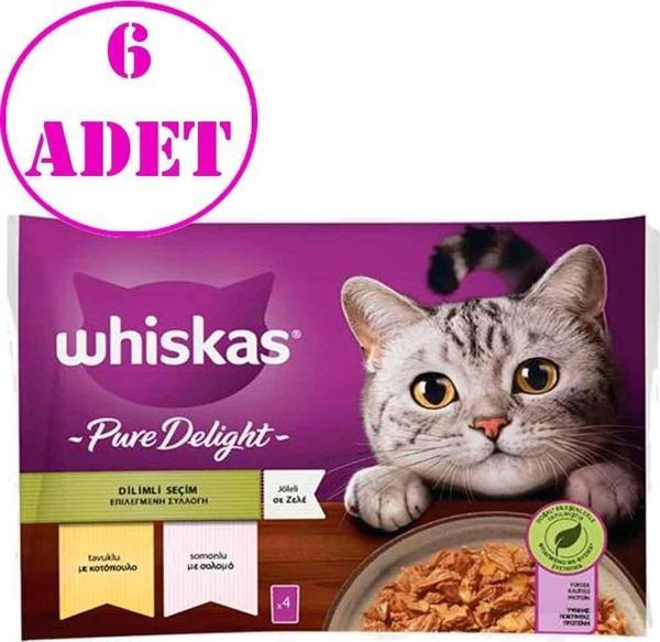 Whiskas Pouch Pure Delight Jöle İçinde Tavuklu ve Somonlu Yetişkin Kedi Konservesi 85gr (4'lü) 6 AD - Image 1