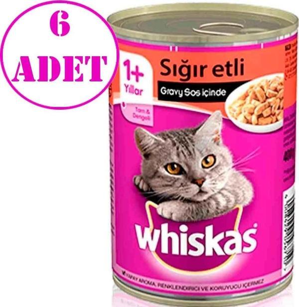 Whiskas Sığır Etli Konserve Kedi Maması 400 gr 6 AD - Image 1
