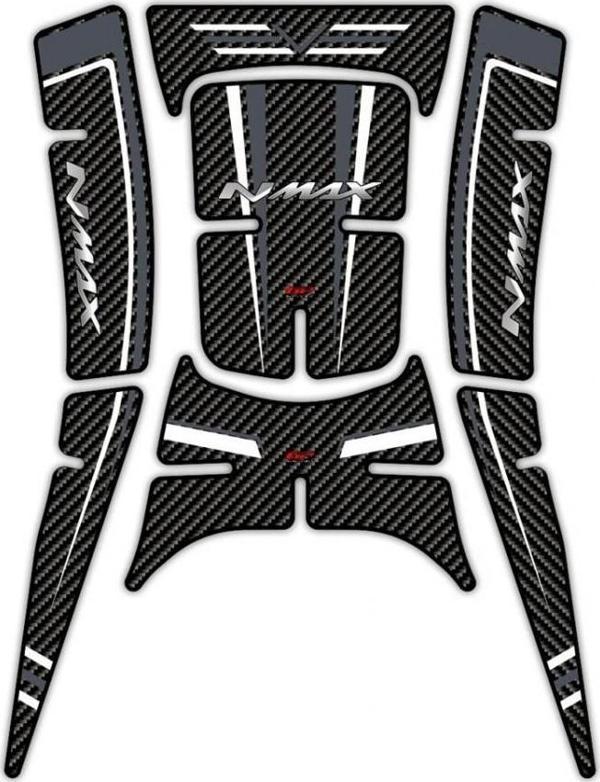 Gp Kompozit Tank Pad Set Karbon Desenli Gri Beyaz Yamaha Nmax 125 155 2021 2024 - Image 1