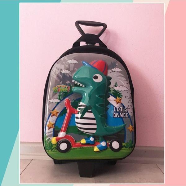 Dünyanın Çantası Dinazor Kabartmalı Tekerlekli / Çekçekli Anaokulu Kreş Ve Günlük Çanta - Image 1