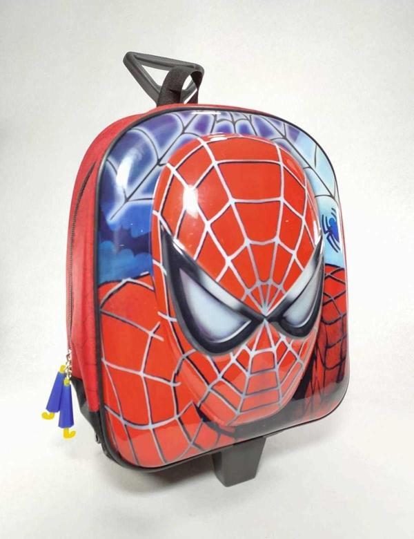 Dünyanın Çantası Erkek Çocuk Kırmızı Çekçekli Spiderman Anaokulu Kreş Çantası - Image 1