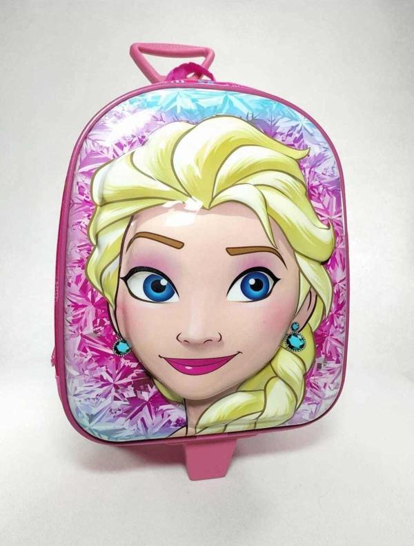 Dünyanın Çantası Kız Çocuk Pembe Çekçekli Elsa Anaokulu Kreş Çantası - Image 1