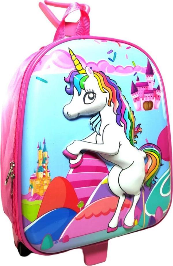 Dünyanın Çantası Kız Unicorn Anaokulu Çekçekli Sırt Çantası - Image 1