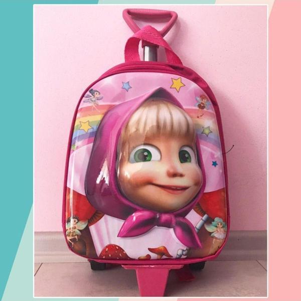 Dünyanın Çantası Maşa Kabartmalı Tekerlekli / Çekçekli Anaokulu Kreş Ve Günlük Çanta - Image 1