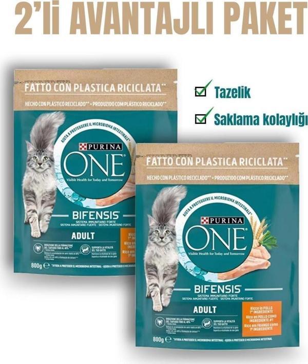 Purina One Tavuklu Yetişkin Kedi Maması 1.6 Kg (800 Gr X 2 Ad) - Image 1