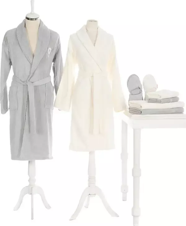 Özdilek Wedding Aile Bornoz Seti - Gri Krem - Image 1