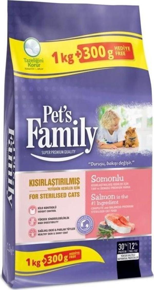 Pet's Family 1000+300  Gr Kedi Maması Somonlu - Image 1