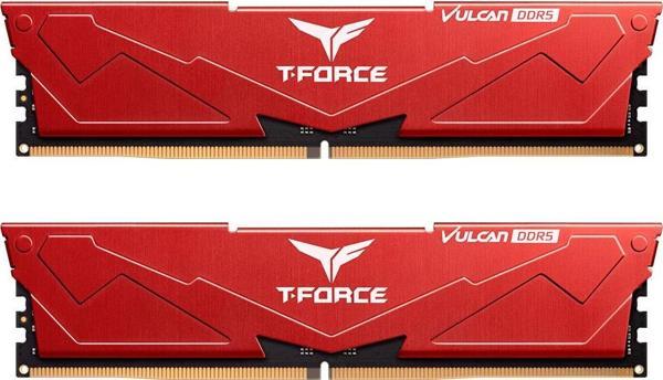 Team T-Force Vulcan 32GB (2x16GB) DDR5 6400MHz CL40 Kırmızı Gaming Ram (FLRD532G6400HC40BDC01) - Image 1