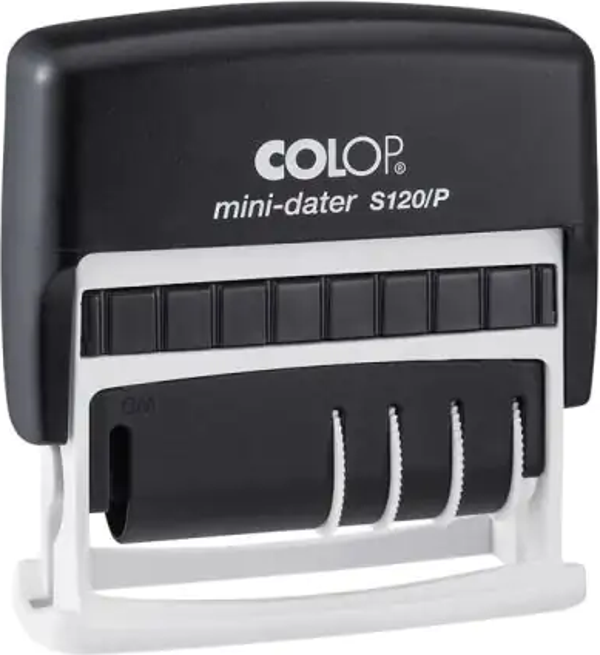 COLOP S120/P TABLALI TARİH KAŞE(TR) SİYAH KASA MAVİ KEÇE - 8X45MM - Image 1