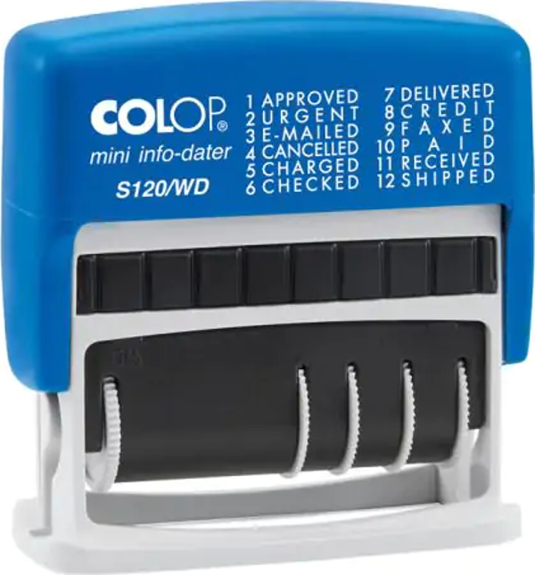COLOP S120/WD HAZIR TARİH KAŞE(TR) MAVİ KASA MAVİ KEÇE - 4X42MM - Image 1