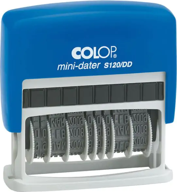 COLOP S120DD ÇİFT TARİH KAŞE(TR) MAVİ KASA MAVİ KEÇE - 4X46MM - Image 1