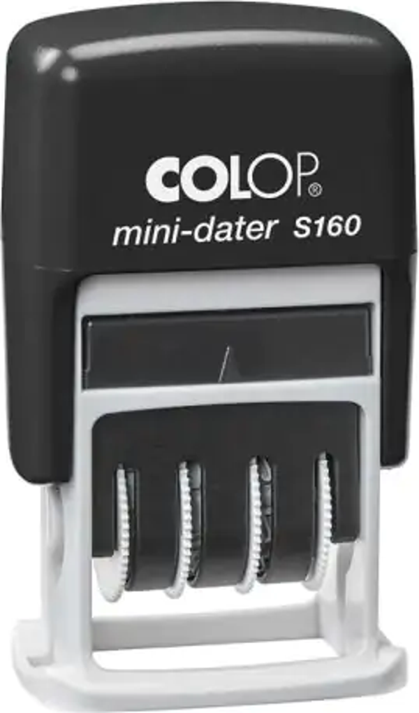 COLOP S160 MİNİ TARİH KAŞE(TR) SİYAH KASA MAVİ KEÇE TÜRKÇE - 12X25MM - Image 1