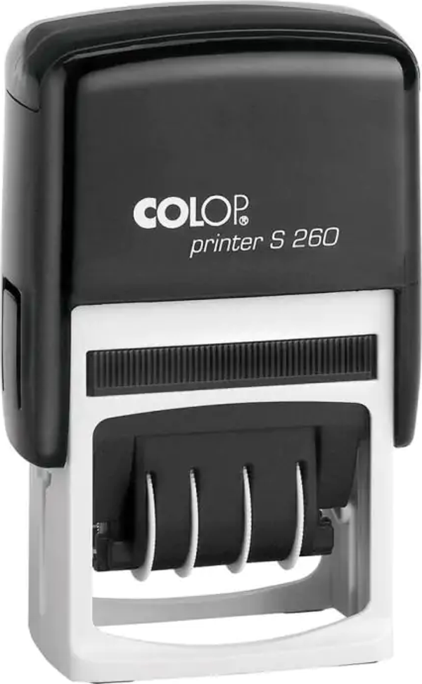 COLOP S260 TARİH KAŞE(TR) SİYAH KASA MAVİ/KIRMIZI KEÇE - 24X45MM - Image 1
