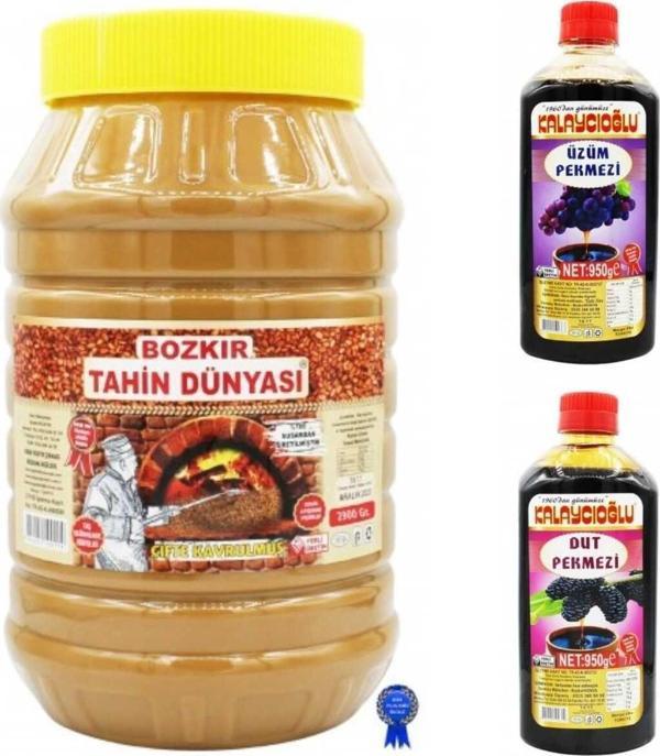 Bozkır Tahin Merkezi Çifte Kavrulmuş Tahin Kepeksiz 2900 Gr -Üzüm Pekmezi 950 Gr -Dut Pekmezi 950 Gr - Image 1