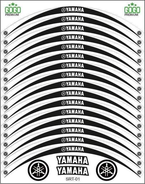 Yamaha Beyaz Siyah Uyumlu Reflektörlü 1 Set Jant Şeridi - Image 1