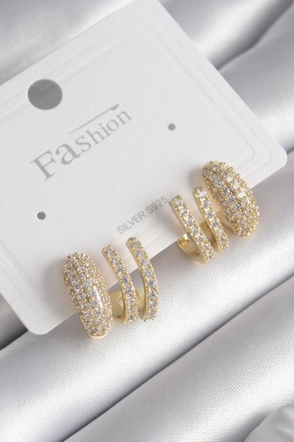 Gold Renk Zirkon Taşlı Kadın Küpe - EBJ241130W29699 - Image 1