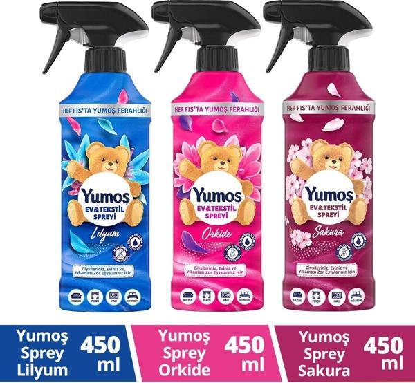 Yumoş Ev Vetekstil Spreyi Orkide 450 Ml X1 Lilyum 450 Ml X1 Sakura 450 Ml X1 - Image 1